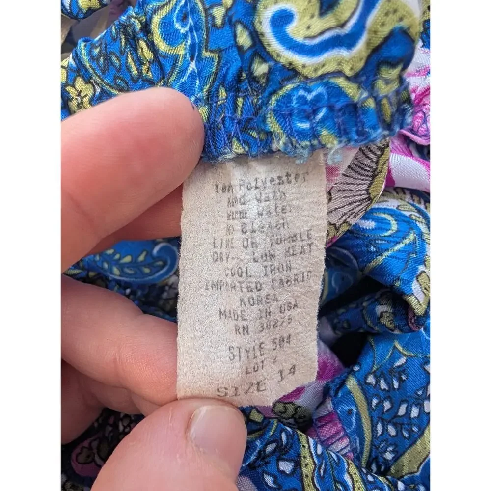 Vintage Women's Pleated A Line‎ Midi Skirt Sz 14 Floral Paisley Colorful 90s